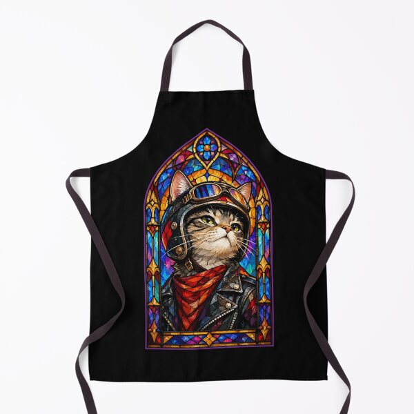Item preview, Biker Cat Stained Glass Art designed and sold by TomFrontierArt.