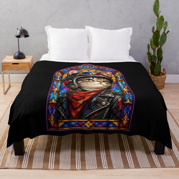 Item preview, Arte en vidrieras de gatos moteros designed and sold by TomFrontierArt.