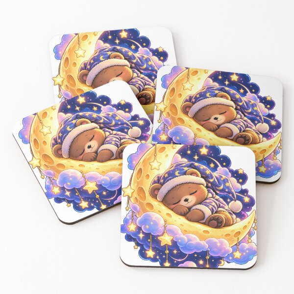 Item preview, Sleepy Bear Moon Cute Kawaii Night Sky Art designed and sold by SHRETAM CO..