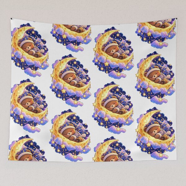 Item preview, Sleepy Bear Moon Cute Kawaii Night Sky Art designed and sold by SHRETAM CO..