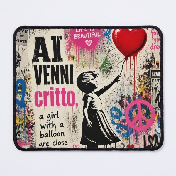 Item preview, Life is Beautiful Graffiti - Banksy Style Girl with Red Balloon Street Art Mural designed and sold by GrinGalore.