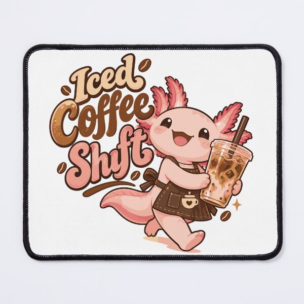Item preview, Iced Coffee Shift – Cute Axolotl Barista Iced Latte Design designed and sold by HH Design House.