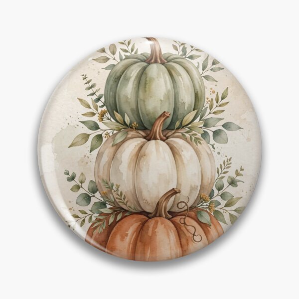 Item preview, Stacked Pumpkins Watercolor Fall Art | Autumn Pumpkin Stack Boho Eucalyptus designed and sold by ArtClipNest.