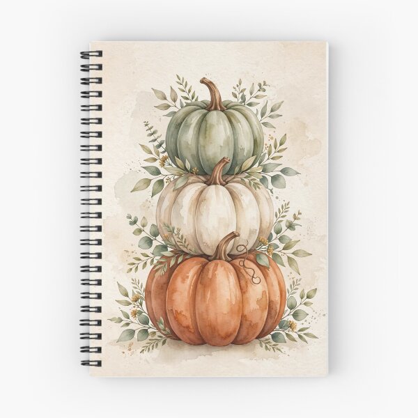 Item preview, Stacked Pumpkins Watercolor Fall Art | Autumn Pumpkin Stack Boho Eucalyptus designed and sold by ArtClipNest.