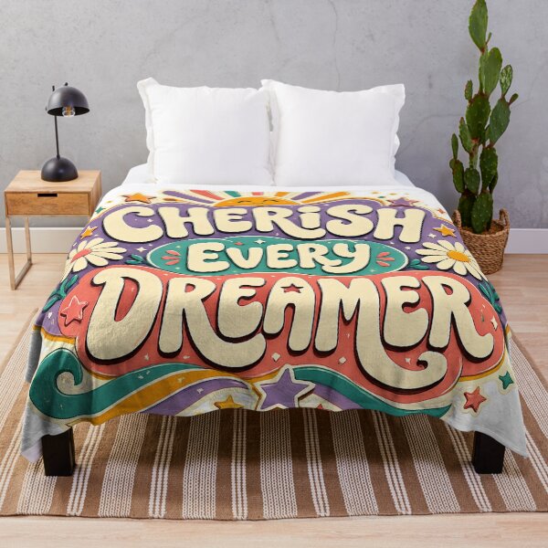 Item preview, Cherish Every Dreamer Inspirational Retro Floral Positive Quote Design designed and sold by inkoutninja.