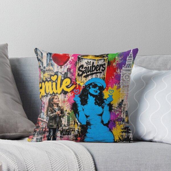 Item preview, Smile Street Art Mural - London Graffiti Modern Colorful Urban Pop Art designed and sold by GrinGalore.