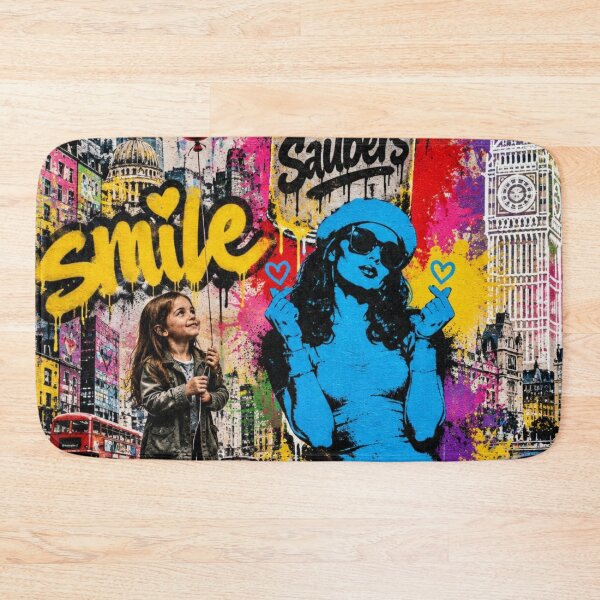 Item preview, Smile Street Art Mural - London Graffiti Modern Colorful Urban Pop Art designed and sold by GrinGalore.