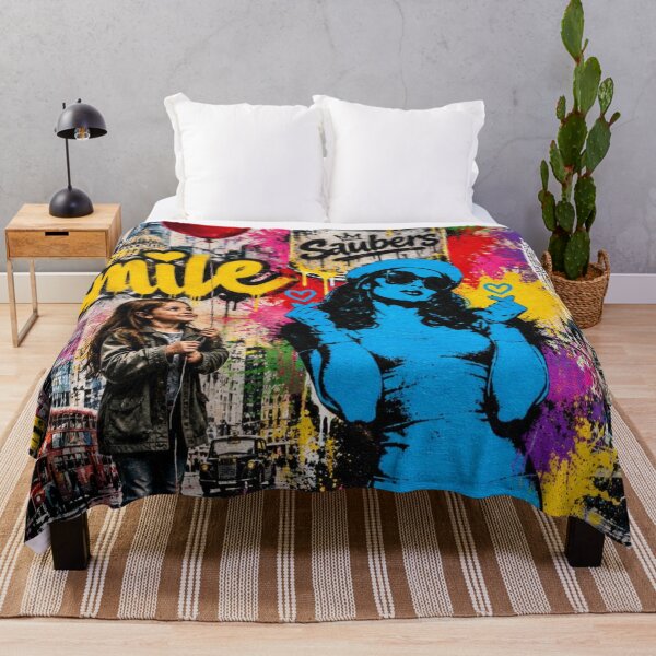 Item preview, Smile Street Art Mural - London Graffiti Modern Colorful Urban Pop Art designed and sold by GrinGalore.