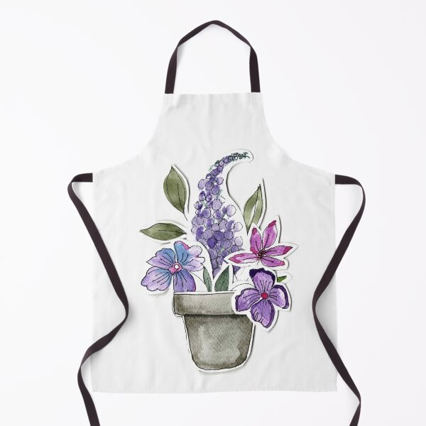 Item preview, Serene Purple Flowers in Dark Charcoal Planter Watercolor Art designed and sold by Orly Fuchs Galchen.