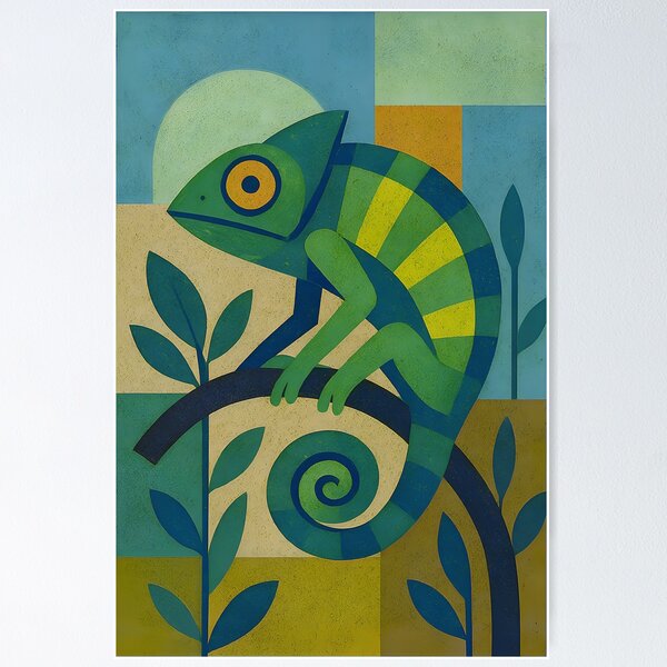 Item preview, Chameleon, a Colourful illustration – Exotic Reptile Art designed and sold by GalleryKauffeld.