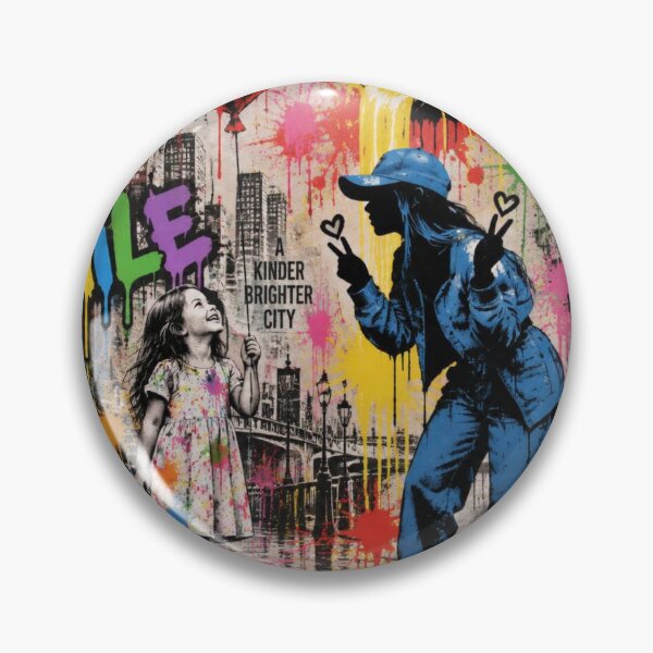 Item preview, Kinder Brighter City - Banksy Inspired Street Mural Girl with Ballon Pop Art designed and sold by GrinGalore.