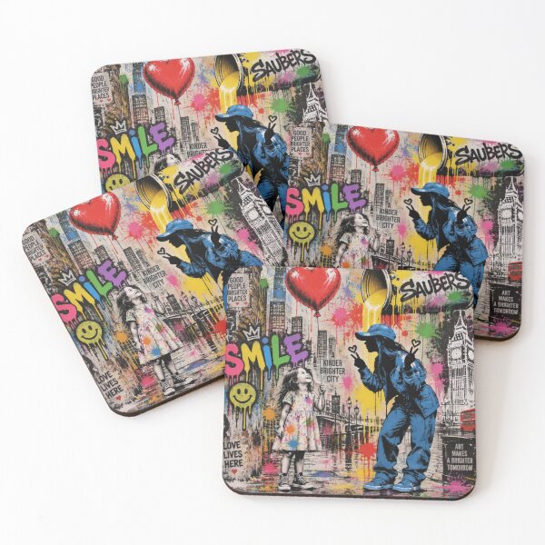 Item preview, Kinder Brighter City - Banksy Inspired Street Mural Girl with Ballon Pop Art designed and sold by GrinGalore.