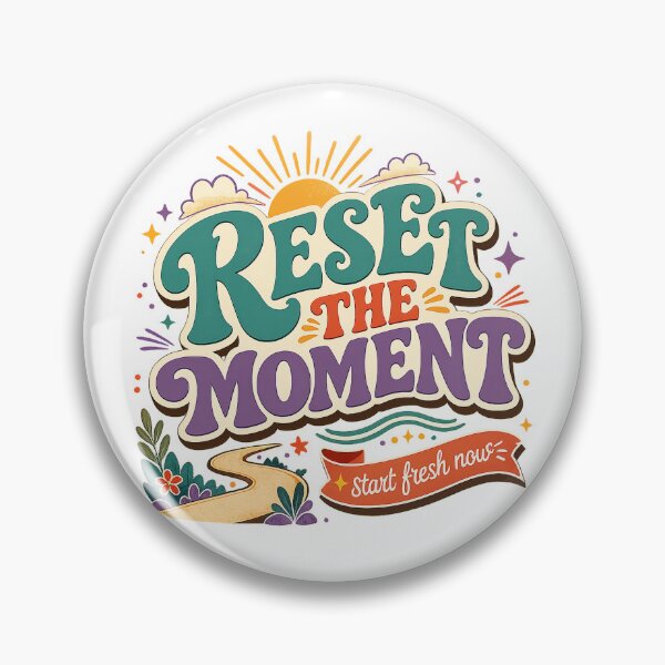 Item preview, Reset the Moment Start Fresh Now Retro Positive Motivational Quote Design designed and sold by inkoutninja.
