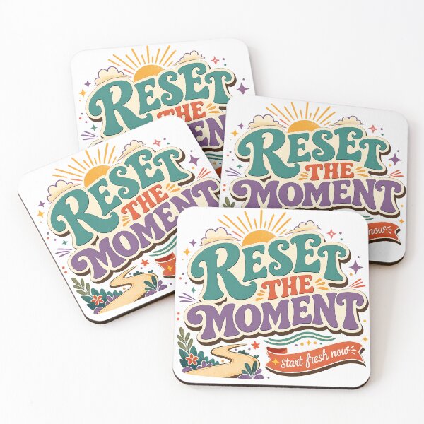 Item preview, Reset the Moment Start Fresh Now Retro Positive Motivational Quote Design designed and sold by inkoutninja.