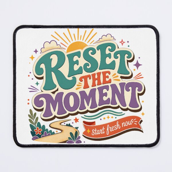 Item preview, Reset the Moment Start Fresh Now Retro Positive Motivational Quote Design designed and sold by inkoutninja.
