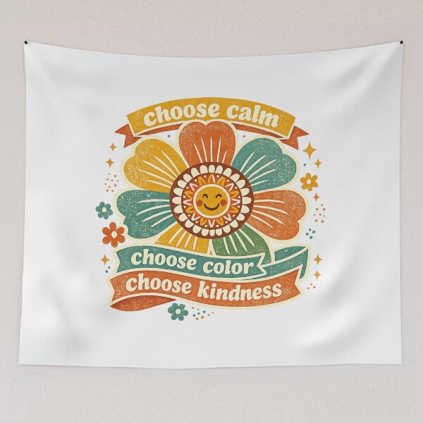 Item preview, Choose Calm Choose Color Choose Kindness Retro Positive Floral Quote Design designed and sold by inkoutninja.