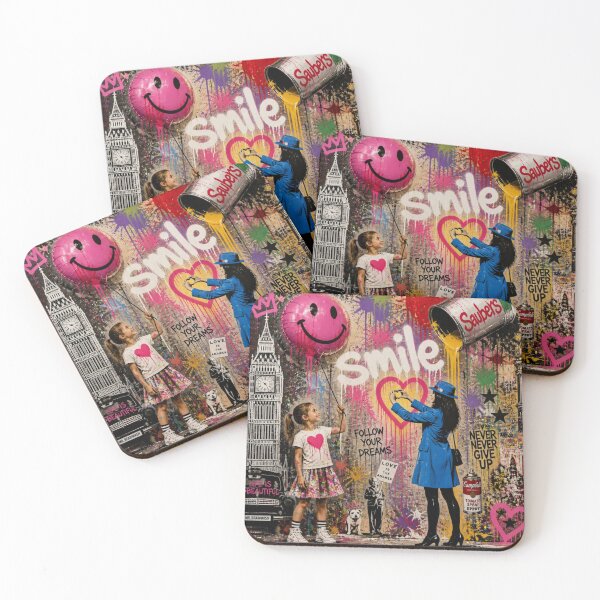Item preview, Girl with Pink Balloon - Banksy Inspired Street Mural Smile Pop Art designed and sold by GrinGalore.
