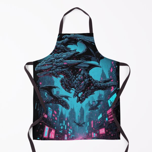 Item preview, Mechanical dragons over a cyberpunk city designed and sold by KinoDesign.