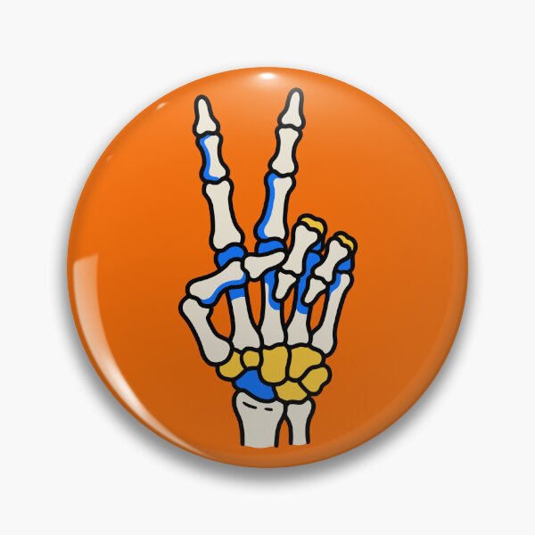 Item preview, Skeleton hand in a peace sign gesture, ideal for Halloween-themed youth fashion and stickers. designed and sold by ElegantOutlines.