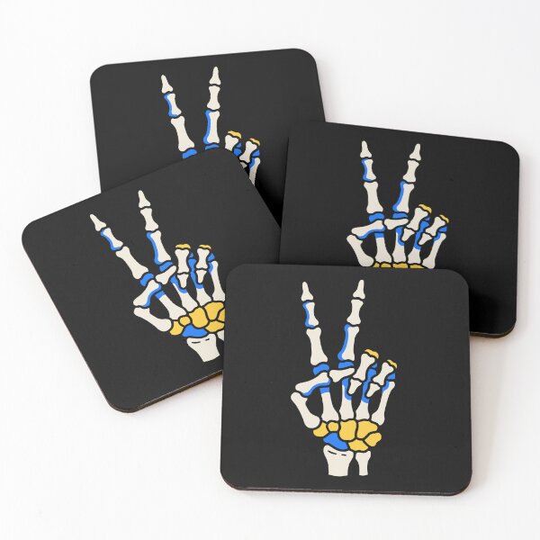 Item preview, Skeleton hand in a peace sign gesture, ideal for Halloween-themed youth fashion and stickers. designed and sold by ElegantOutlines.
