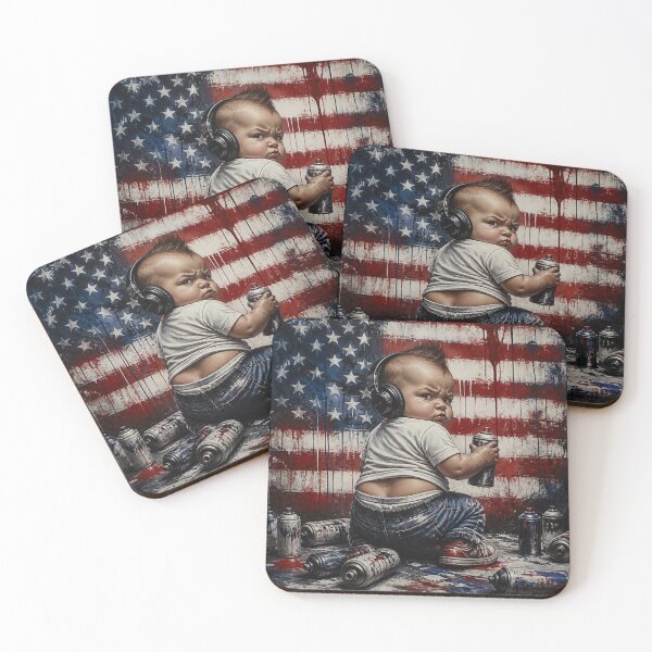 Item preview, Rebellious Little Graffiti Artist - US Flag Headphones Urban Street Art designed and sold by GrinGalore.