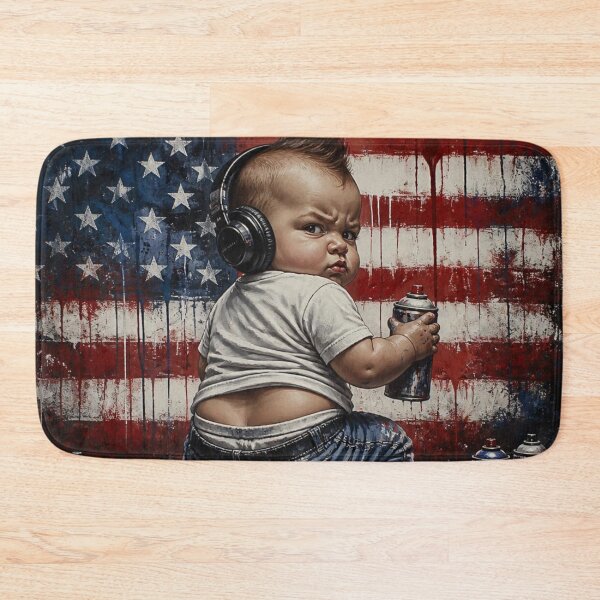 Item preview, Rebellious Little Graffiti Artist - US Flag Headphones Urban Street Art designed and sold by GrinGalore.