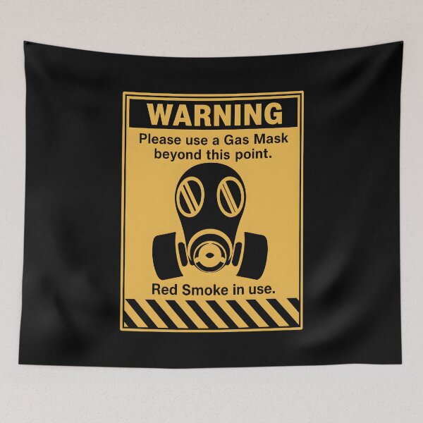 Item preview, WARNING Gas Mask Red Smoke Industrial Sign designed and sold by Orchidarcanum.