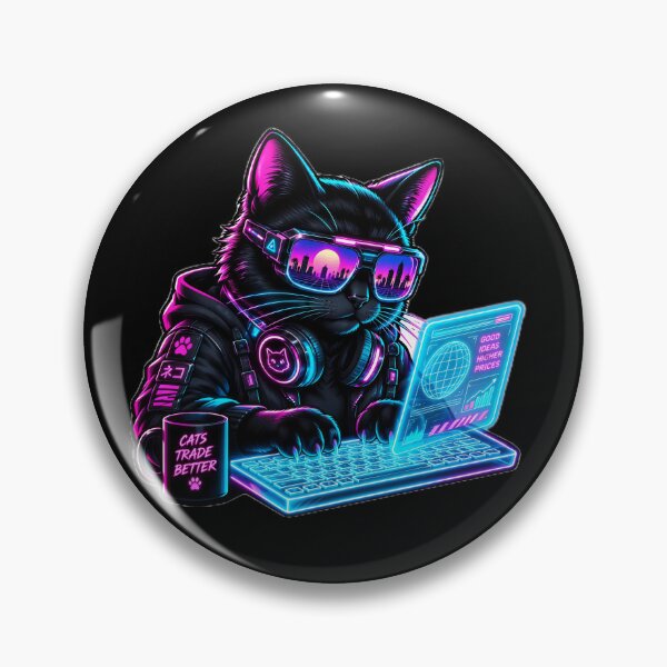 Artikelvorschau, Cyberpunk Hacker Cat Neon Synthwave entworfen und verkauft von ValhallaHub.