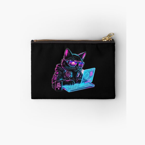 Artikelvorschau, Cyberpunk Hacker Cat Neon Synthwave entworfen und verkauft von ValhallaHub.
