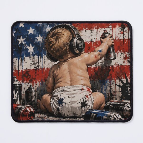Item preview, Little Rebel Artist - US Flag Spray Paint Headphones Street Art designed and sold by GrinGalore.