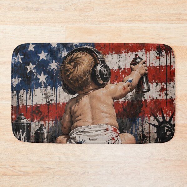 Item preview, Little Rebel Artist - US Flag Spray Paint Headphones Street Art designed and sold by GrinGalore.
