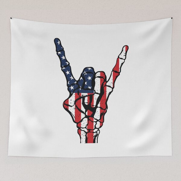 Item preview, Vintage American Flag Skeleton Rock Hand - Distressed Patriotic designed and sold by Marshallamoakohene.