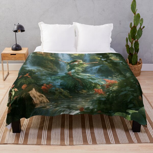 Aperçu de l'œuvre Une gracieuse nymphe des eaux dansant près de cascades cristallines, entourée d'une végétation luxuriante et de fleurs sauvages épanouies. Créatures fantastiques et mythologiques créée et vendue par CDC40.