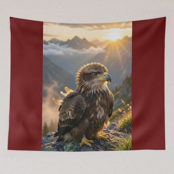 Item preview, Majestic Eagle Above Mountain Sunset designed and sold by Pawzenix.