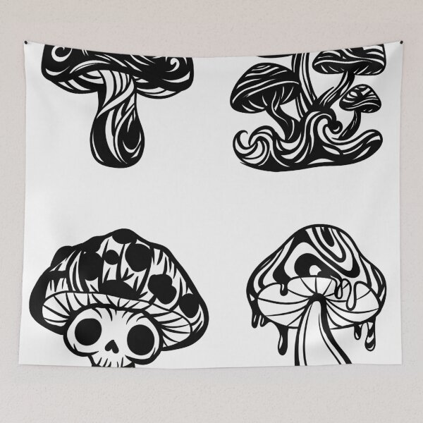 Item preview, Psychedelic Mushrooms Vector Set — Trippy Skull Magic Fungus designed and sold by LYAN-STORE.