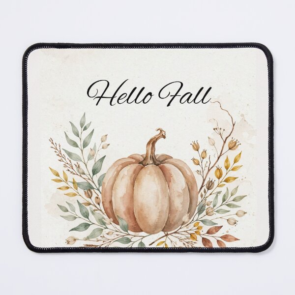 Item preview, Hello Fall Beige Pumpkin Watercolor Single Pumpkin Botanical Eucalyptus Art designed and sold by ArtClipNest.