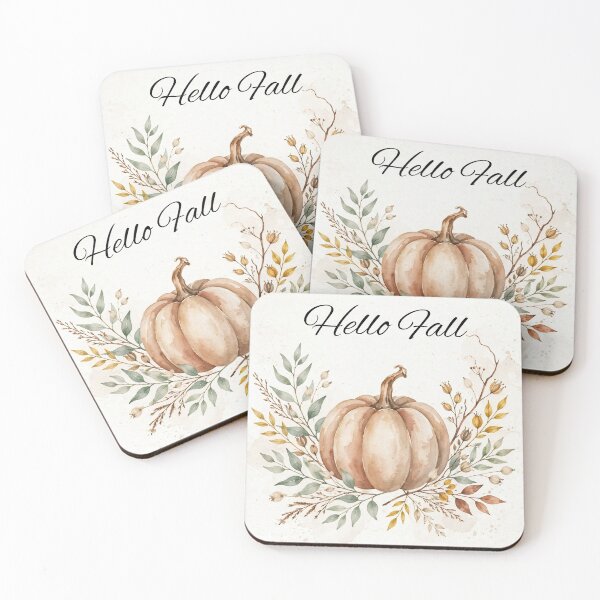 Item preview, Hello Fall Beige Pumpkin Watercolor Single Pumpkin Botanical Eucalyptus Art designed and sold by ArtClipNest.