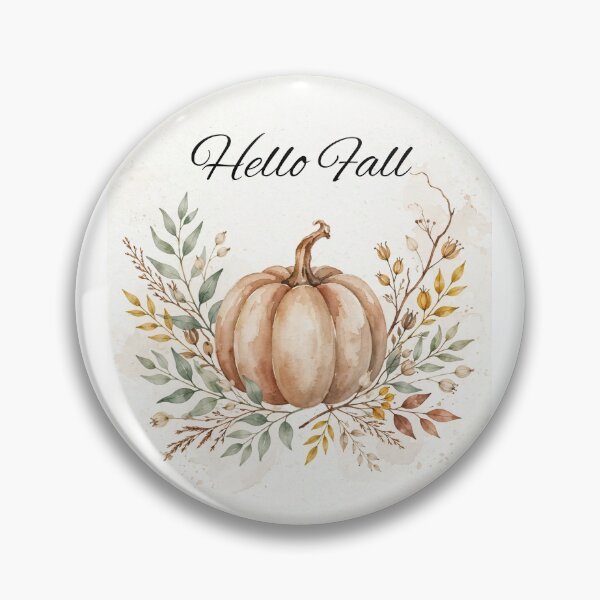 Item preview, Hello Fall Beige Pumpkin Watercolor Single Pumpkin Botanical Eucalyptus Art designed and sold by ArtClipNest.