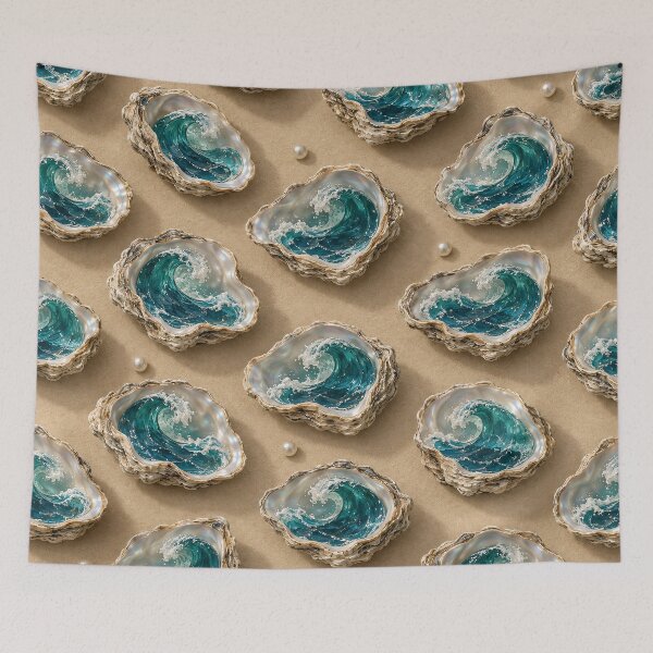 Item preview, Ocean Waves Inside Oyster Shells – Coastal Pearl Pattern designed and sold by Kaleidoscope Print.