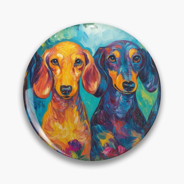 Item preview, Four Dachshunds in a Floral Garden – Van Gogh Inspired Dog Art designed and sold by elisarasada.