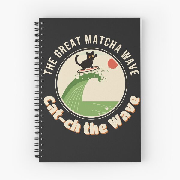 Item preview, Cat-ch the Wave Matcha Latte Great Wave Surfing Cat designed and sold by somebasic.