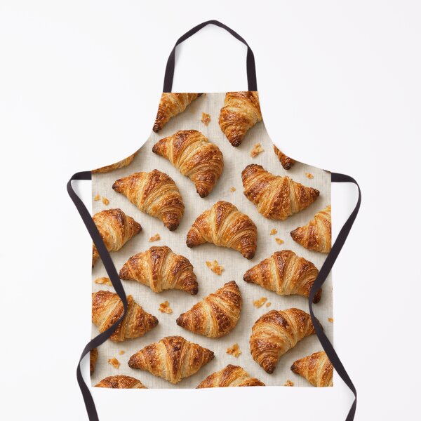 Item preview, Golden Croissants on Cream Linen – Cozy French Bakery Pattern designed and sold by Kaleidoscope Print.