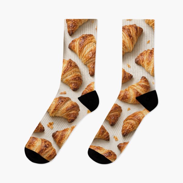 Item preview, Golden Croissants on Cream Linen – Cozy French Bakery Pattern designed and sold by Kaleidoscope Print.
