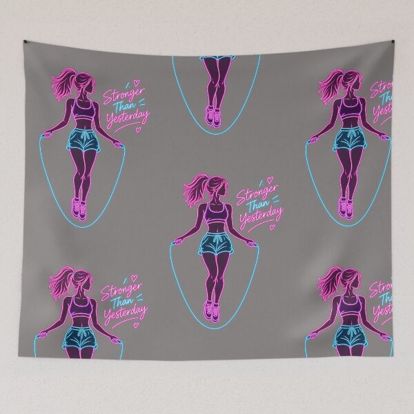 Item preview, Neon Jump Rope Girl – Stronger Than Yesterday Fitness Workout designed and sold by EdgeSphere.