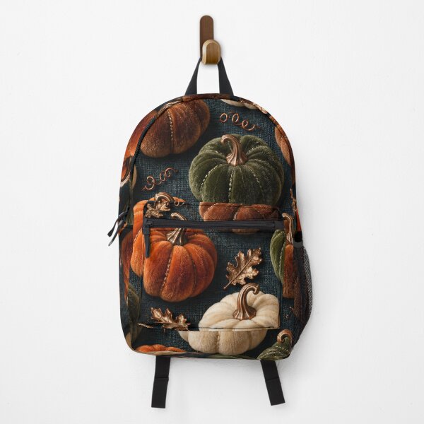 Item preview, Velvet Pumpkins with Copper Leaves – Cozy Autumn Harvest Pattern designed and sold by Kaleidoscope Print.