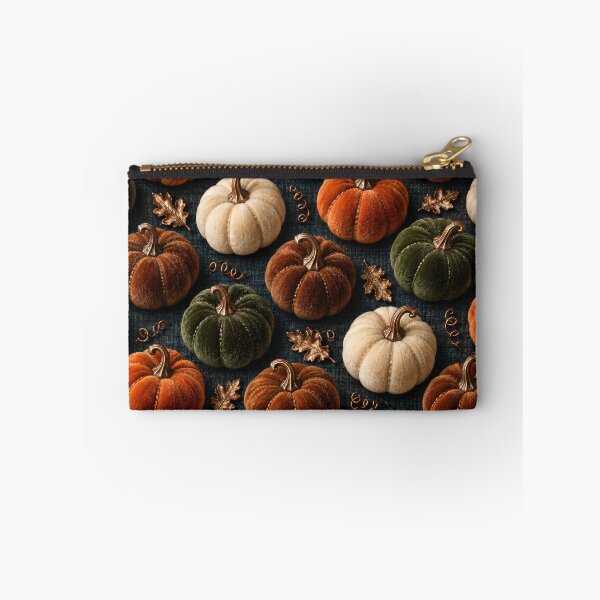 Item preview, Velvet Pumpkins with Copper Leaves – Cozy Autumn Harvest Pattern designed and sold by Kaleidoscope Print.
