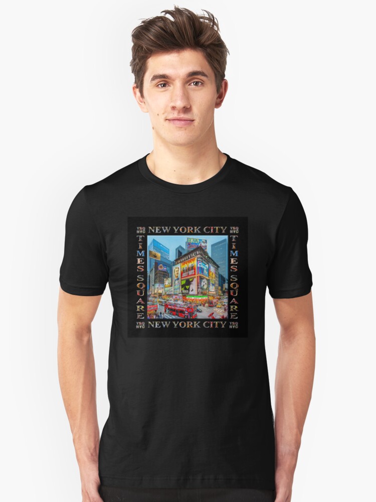 Alternate view of Times Square III Special Finale Edition Titled Poster II (on black) Slim Fit T-Shirt