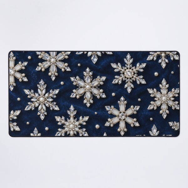 Item preview, Crystal Snowflakes and Pearls on Royal Blue Velvet – Luxury Winter Pattern designed and sold by Kaleidoscope Print.