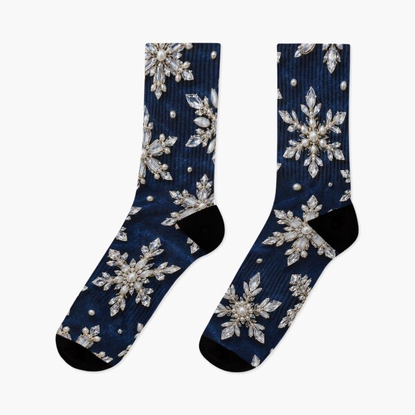 Item preview, Crystal Snowflakes and Pearls on Royal Blue Velvet – Luxury Winter Pattern designed and sold by Kaleidoscope Print.