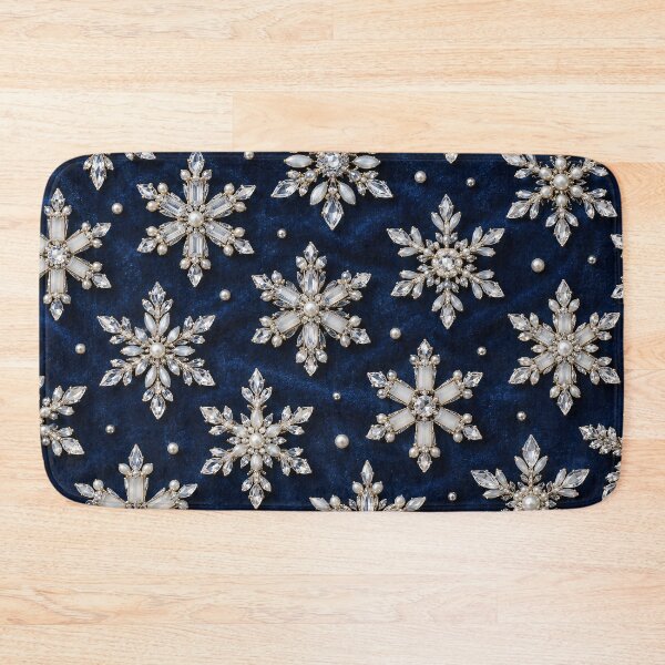Item preview, Crystal Snowflakes and Pearls on Royal Blue Velvet – Luxury Winter Pattern designed and sold by Kaleidoscope Print.